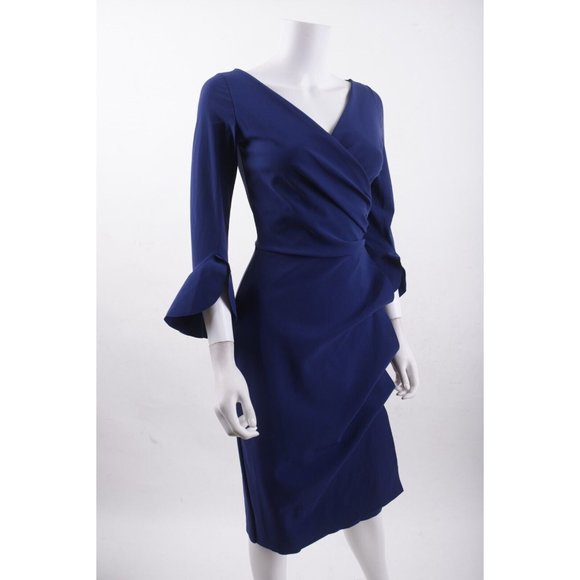 Chiara Boni Womens Triana Sheath Dress Ruffle Sz 6 Blue I wanted black. - Picture 2 of 6
